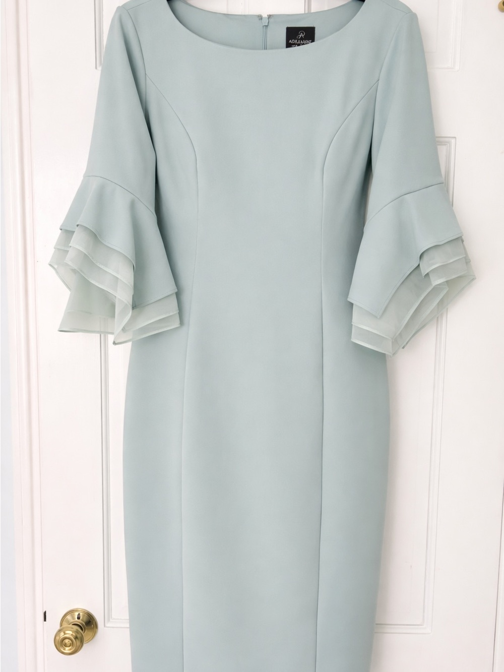 Adrianna Papell Knit Crepe 3/4 Tiered Sleeve Sheath Dress